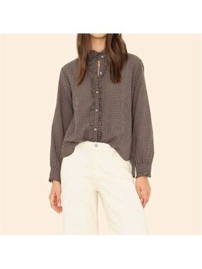 NEW XIRENA amelie button front shirt in black pepper XL